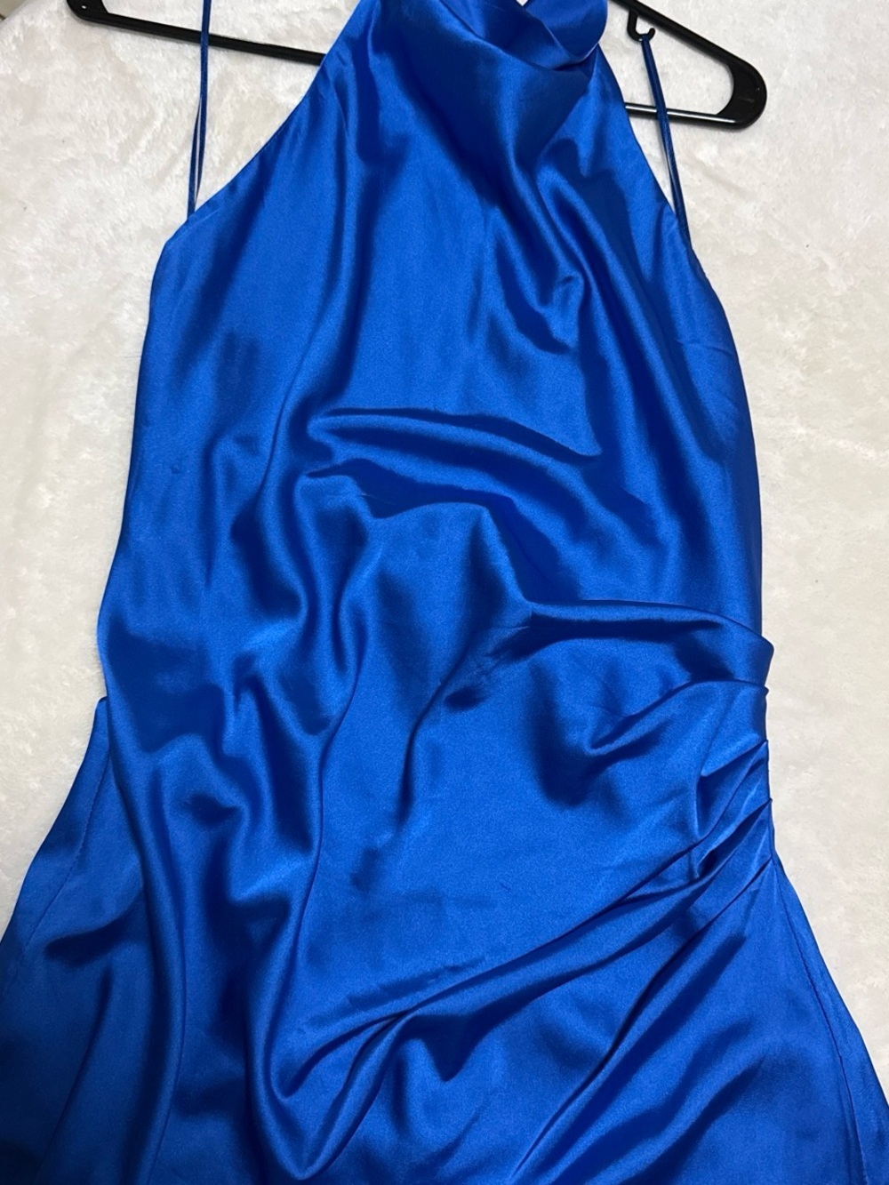DO+BE Royal Blue Halter Asymmetrical Satin Dress - Picture 4 of 4